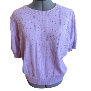 Grace Karin Lavender Eyelet Knit Top Cottagecore Feminine Vintage Style Sweater